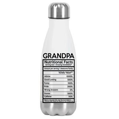 Grandpa Nutritional Facts Stainless Steel Insulated Water Bottle