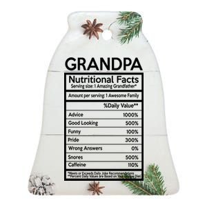 Grandpa Nutritional Facts Ceramic Bell Ornament