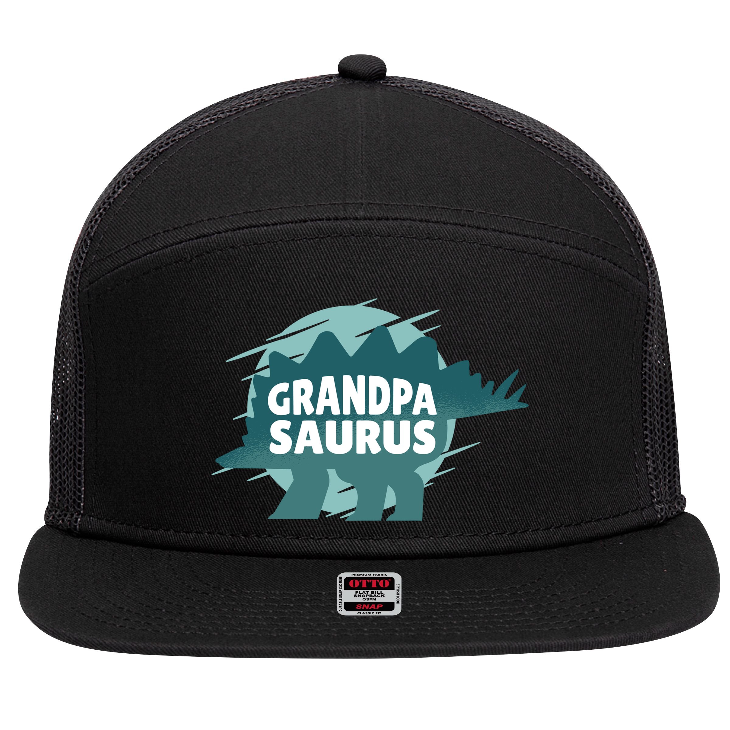 Grandpa Saurus 7 Panel Mesh Trucker Snapback Hat