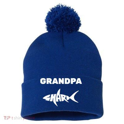 Grandpa Shark Pom Pom 12in Knit Beanie