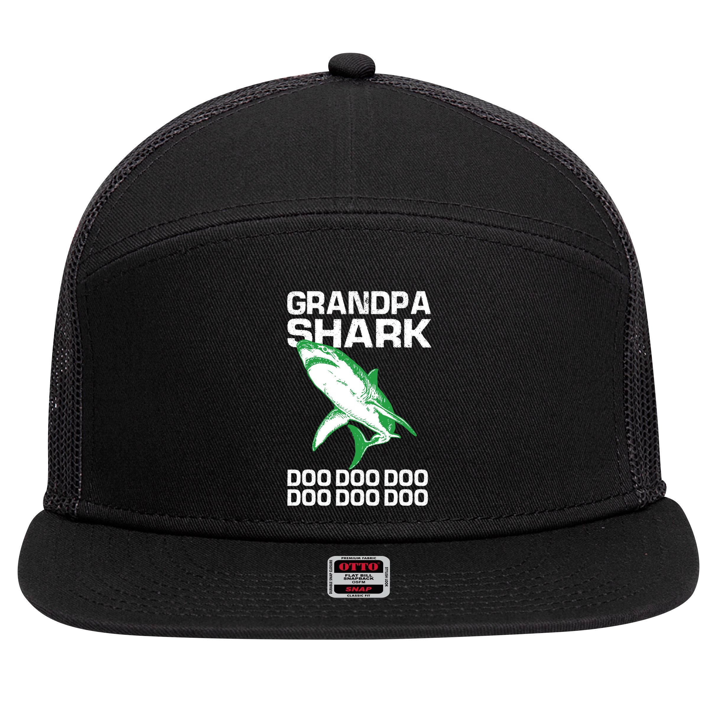 Grandpa Shark Doo 7 Panel Mesh Trucker Snapback Hat