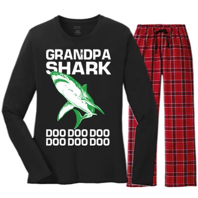 Grandpa Shark Doo Women's Long Sleeve Flannel Pajama Set 