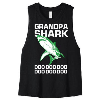 Grandpa Shark Doo Women's Racerback Cropped Tank