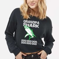 Grandpa Shark Doo Cropped Pullover Crew