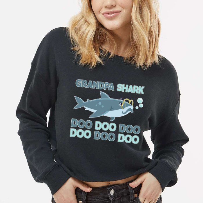Grandpa Shark Doo Doo Doo Cropped Pullover Crew