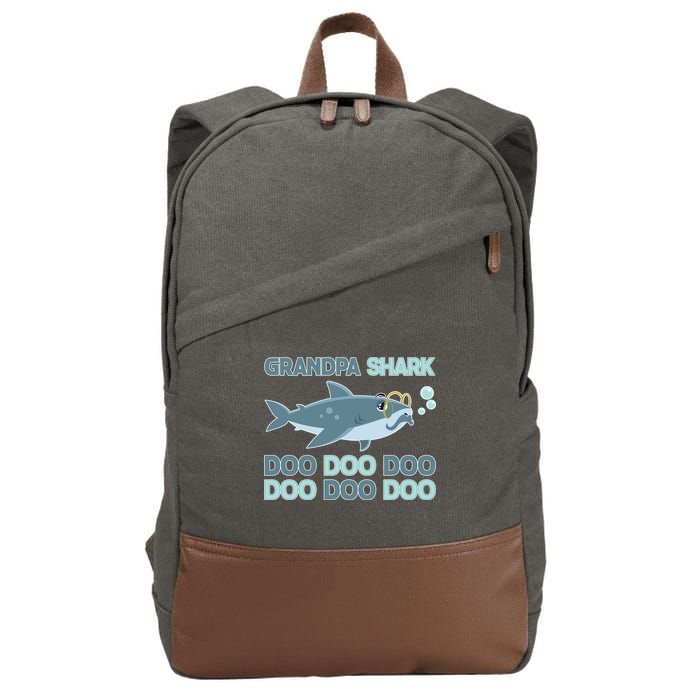Grandpa Shark Doo Doo Doo Cotton Canvas Backpack