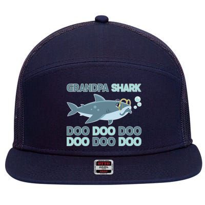 Grandpa Shark Doo Doo Doo 7 Panel Mesh Trucker Snapback Hat
