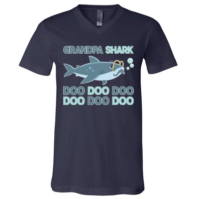 Grandpa Shark Doo Doo Doo V-Neck T-Shirt