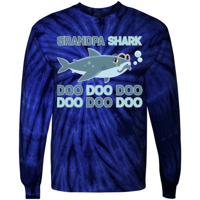 Grandpa Shark Doo Doo Doo Tie-Dye Long Sleeve Shirt