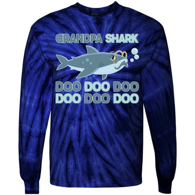 Grandpa Shark Doo Doo Doo Tie-Dye Long Sleeve Shirt