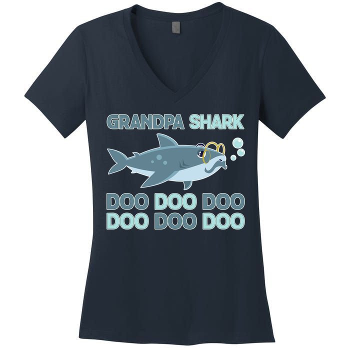 Grandpa Shark Doo Doo Doo Women's V-Neck T-Shirt
