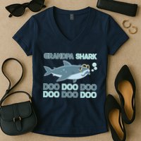 Grandpa Shark Doo Doo Doo Women's V-Neck T-Shirt