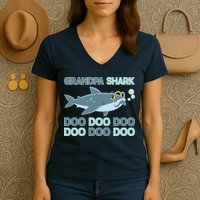 Grandpa Shark Doo Doo Doo Women's V-Neck T-Shirt