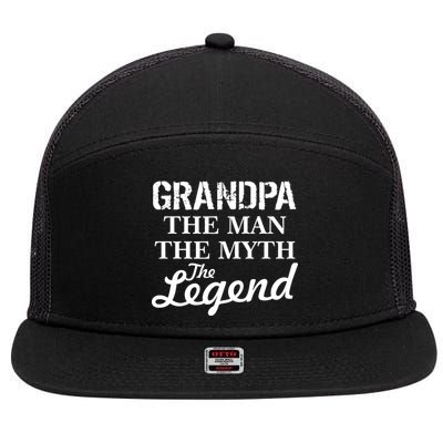 Grandpa The Man Myth Legend 7 Panel Mesh Trucker Snapback Hat