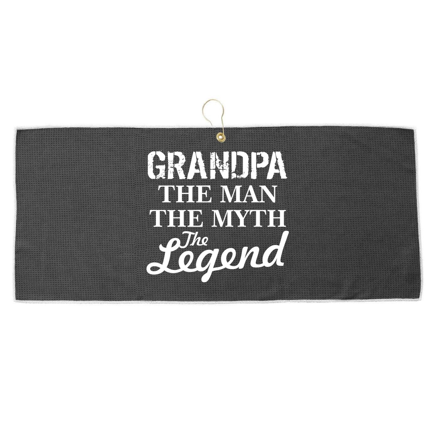 Grandpa The Man Myth Legend Large Microfiber Waffle Golf Towel