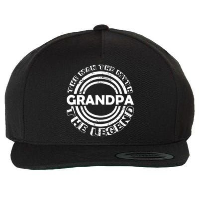 Grandpa The Man Myth The Legend Funny Wool Snapback Cap