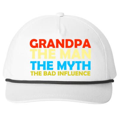 Grandpa The Man The Myth The Bad Influence Snapback Five-Panel Rope Hat