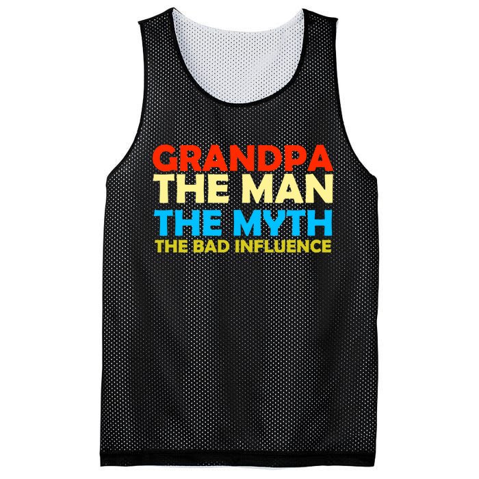 Grandpa The Man The Myth The Bad Influence Mesh Reversible Basketball Jersey Tank