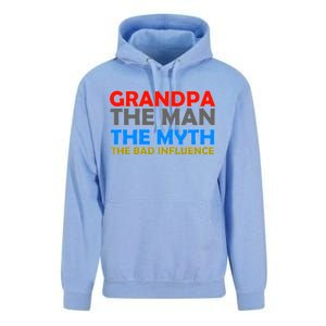 Grandpa The Man The Myth The Bad Influence Unisex Surf Hoodie