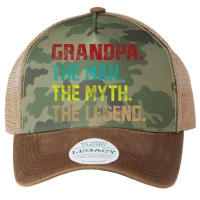 Grandpa The Man The Myth The Legend  Legacy Tie Dye Trucker Hat