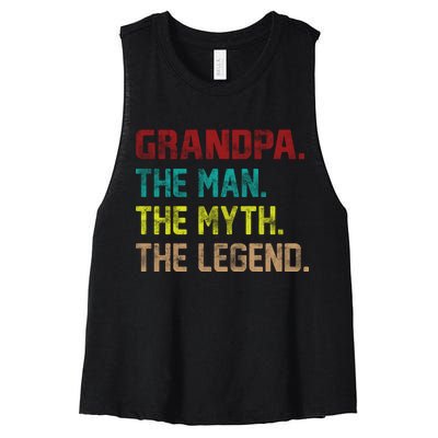 Grandpa The Man The Myth The Legend  Women's Racerback Cropped Tank