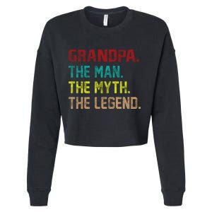 Grandpa The Man The Myth The Legend  Cropped Pullover Crew