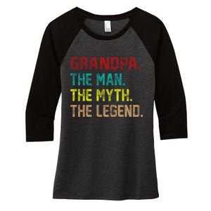 Grandpa The Man The Myth The Legend  Women's Tri-Blend 3/4-Sleeve Raglan Shirt