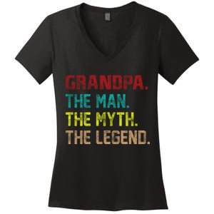 Grandpa The Man The Myth The Legend  Women's V-Neck T-Shirt