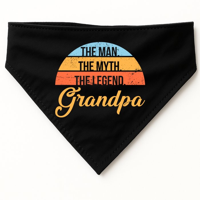 Grandpa The Man The Myth The Legend Saying USA-Made Doggie Bandana