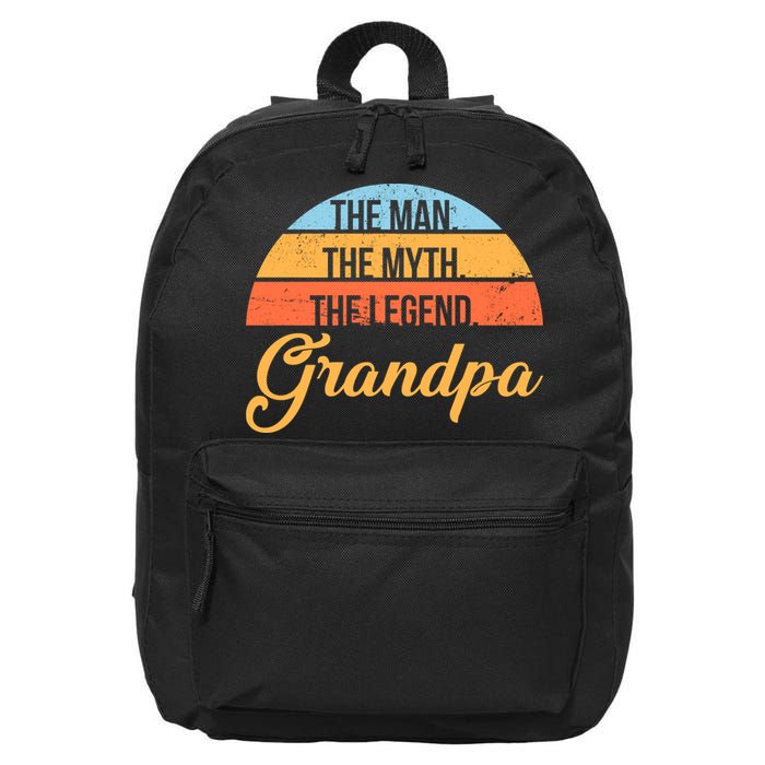 Grandpa The Man The Myth The Legend Saying 16 in Basic Backpack