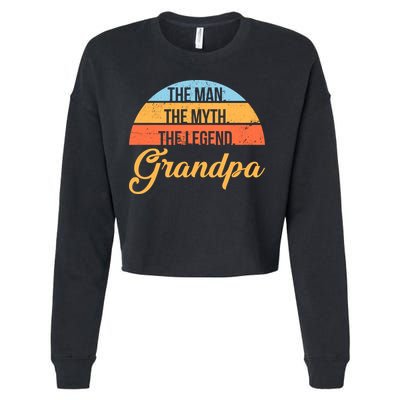 Grandpa The Man The Myth The Legend Saying Cropped Pullover Crew