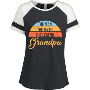 Grandpa The Man The Myth The Legend Saying Enza Ladies Jersey Colorblock Tee