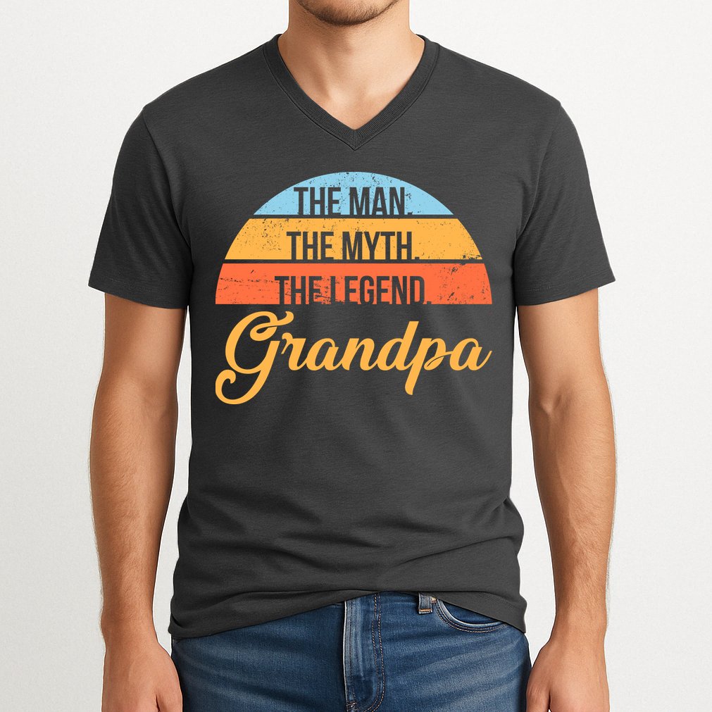 Grandpa The Man The Myth The Legend Saying V-Neck T-Shirt