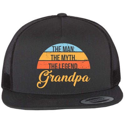 Grandpa The Man The Myth The Legend Saying Flat Bill Trucker Hat