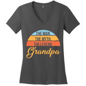 Grandpa The Man The Myth The Legend Saying Women's V-Neck T-Shirt