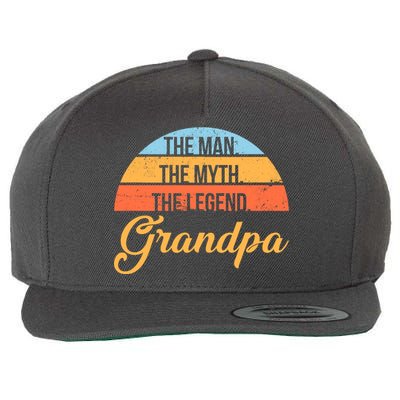 Grandpa The Man The Myth The Legend Saying Wool Snapback Cap