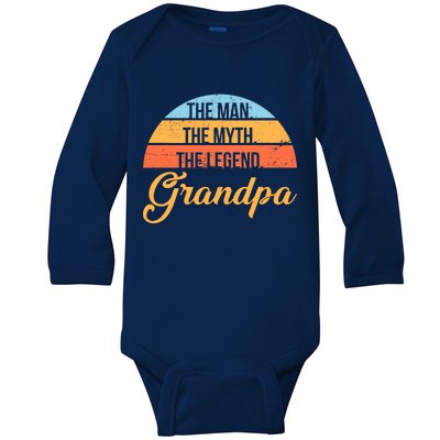 Grandpa The Man The Myth The Legend Saying Baby Long Sleeve Bodysuit