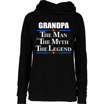 Grandpa The Man The Myth The Legend Stars Womens Funnel Neck Pullover Hood