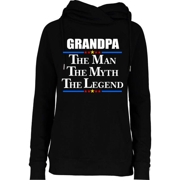 Grandpa The Man The Myth The Legend Stars Womens Funnel Neck Pullover Hood