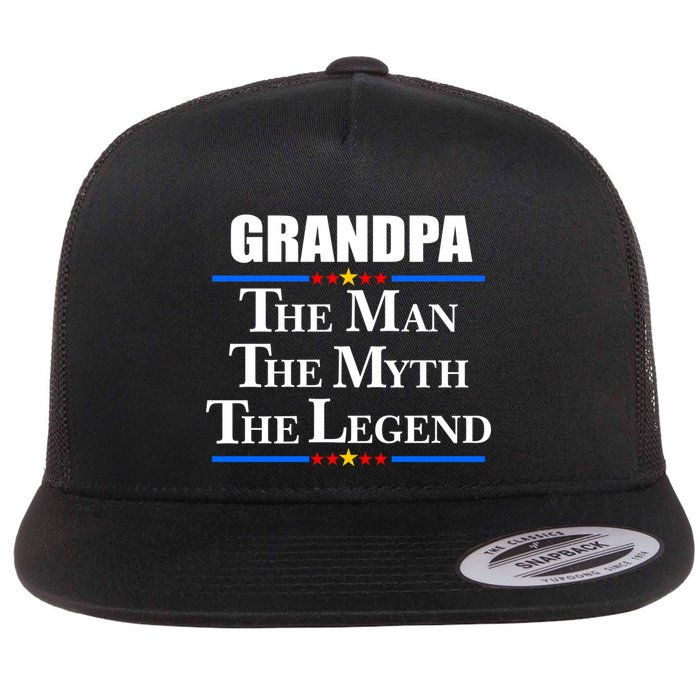 Grandpa The Man The Myth The Legend Stars Flatbill Hat