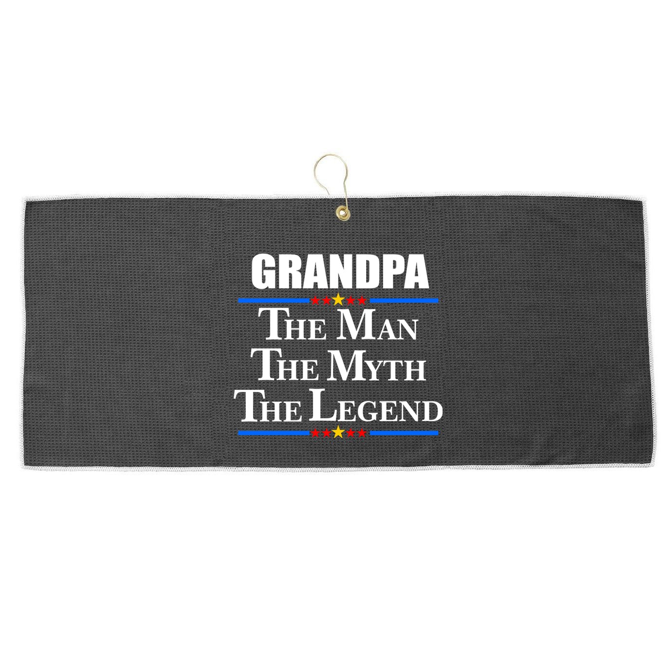 Grandpa The Man The Myth The Legend Stars Large Microfiber Waffle Golf Towel