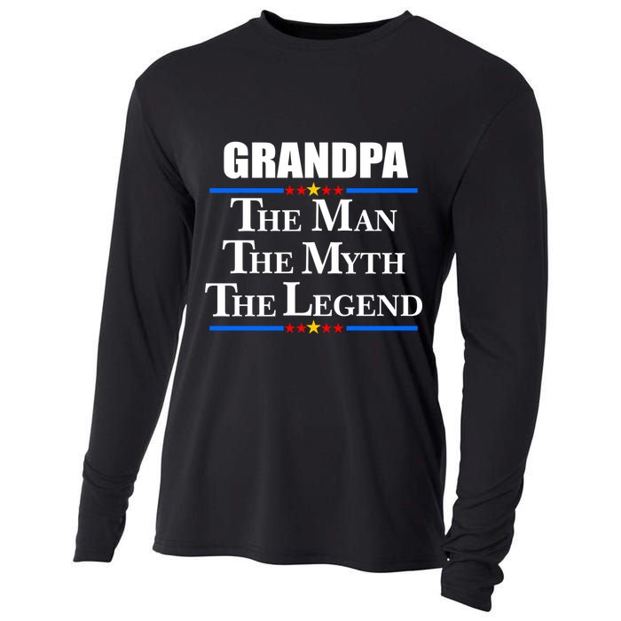 Grandpa The Man The Myth The Legend Stars Cooling Performance Long Sleeve Crew