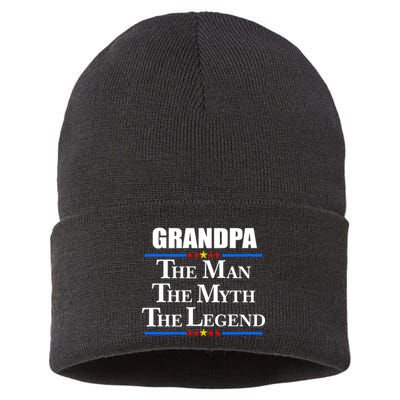 Grandpa The Man The Myth The Legend Stars Sustainable Knit Beanie