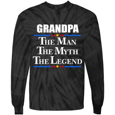 Grandpa The Man The Myth The Legend Stars Tie-Dye Long Sleeve Shirt