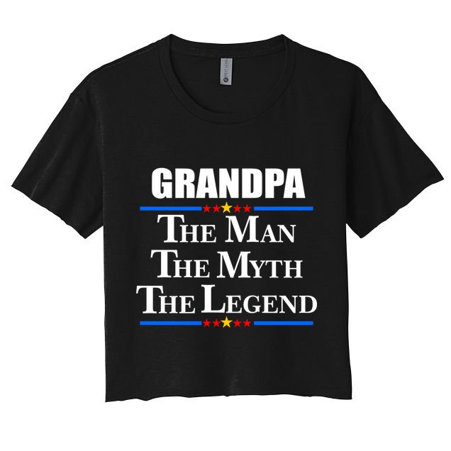 Grandpa The Man The Myth The Legend Stars Crop Top
