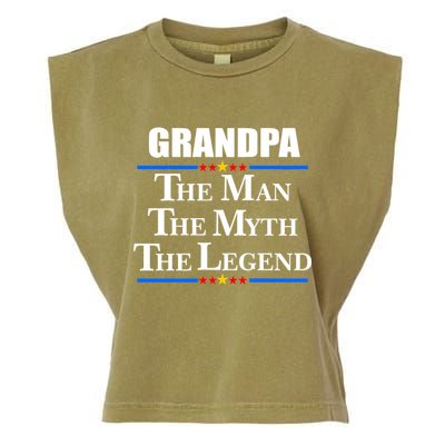 Grandpa The Man The Myth The Legend Stars Garment-Dyed Women's Muscle Tee