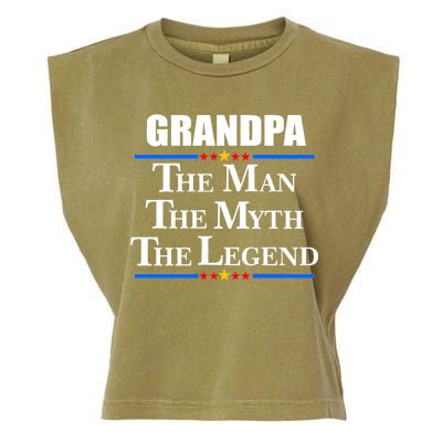 Grandpa The Man The Myth The Legend Stars Garment-Dyed Women's Muscle Tee