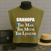Grandpa The Man The Myth The Legend Stars Garment-Dyed Women's Muscle Tee