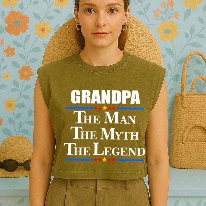Grandpa The Man The Myth The Legend Stars Garment-Dyed Women's Muscle Tee
