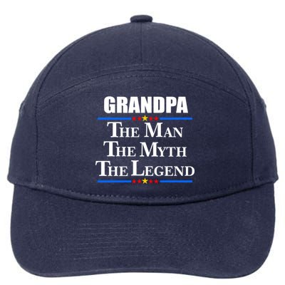 Grandpa The Man The Myth The Legend Stars 7-Panel Snapback Hat